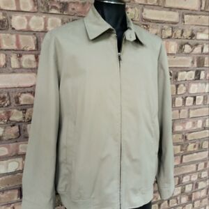 Brooks Brothers Men's L Cotton Harrington Jacket Coat Tan Zip-up Lined